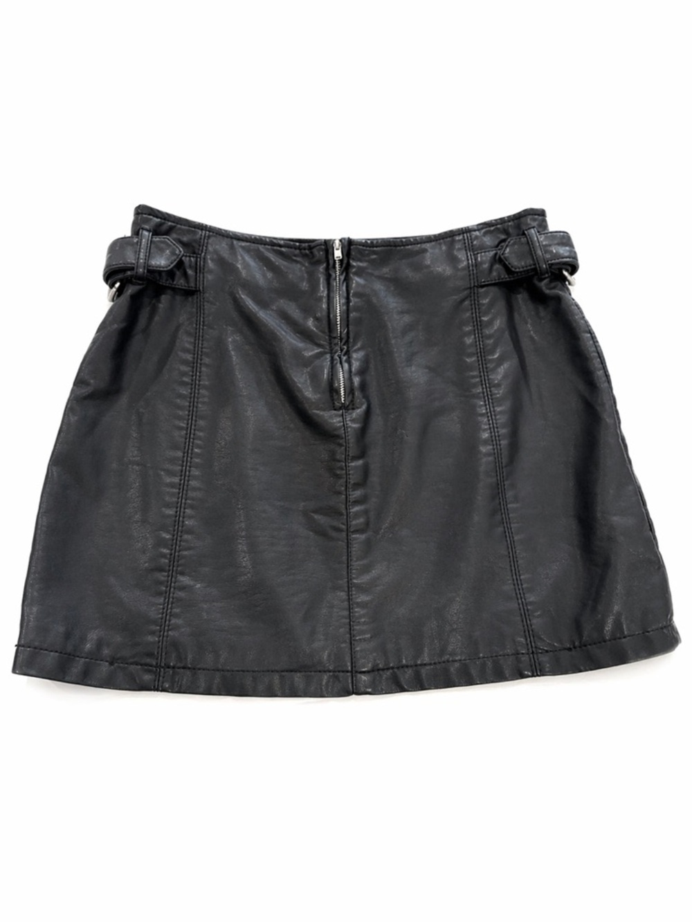 Free People Black Leather Mini Skirt Size 2 | Edgy Chic - Picture 3 of 5